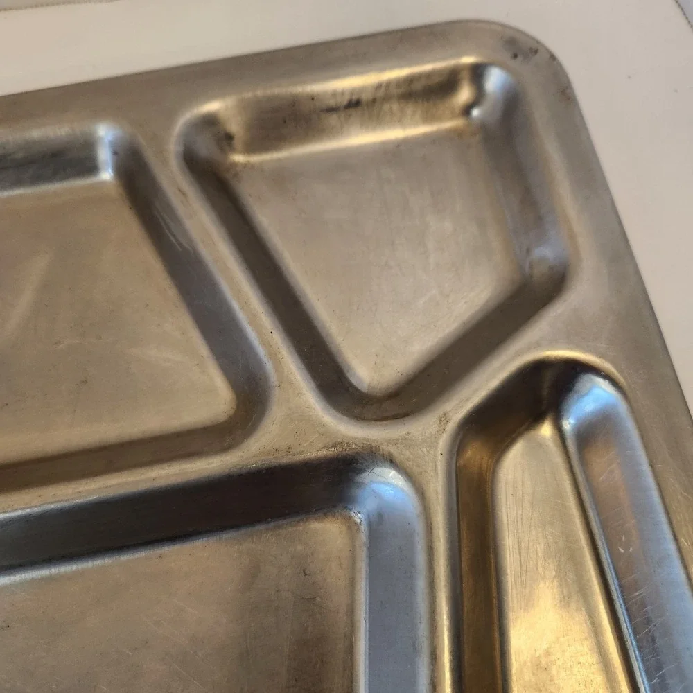 Vintage‎ US Navy USN Heavy Double Layer Riveted Steel Compartment Food Tray